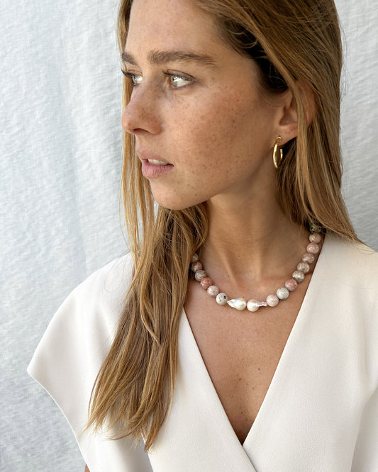 COLLAR PINKSTONES PEARLS