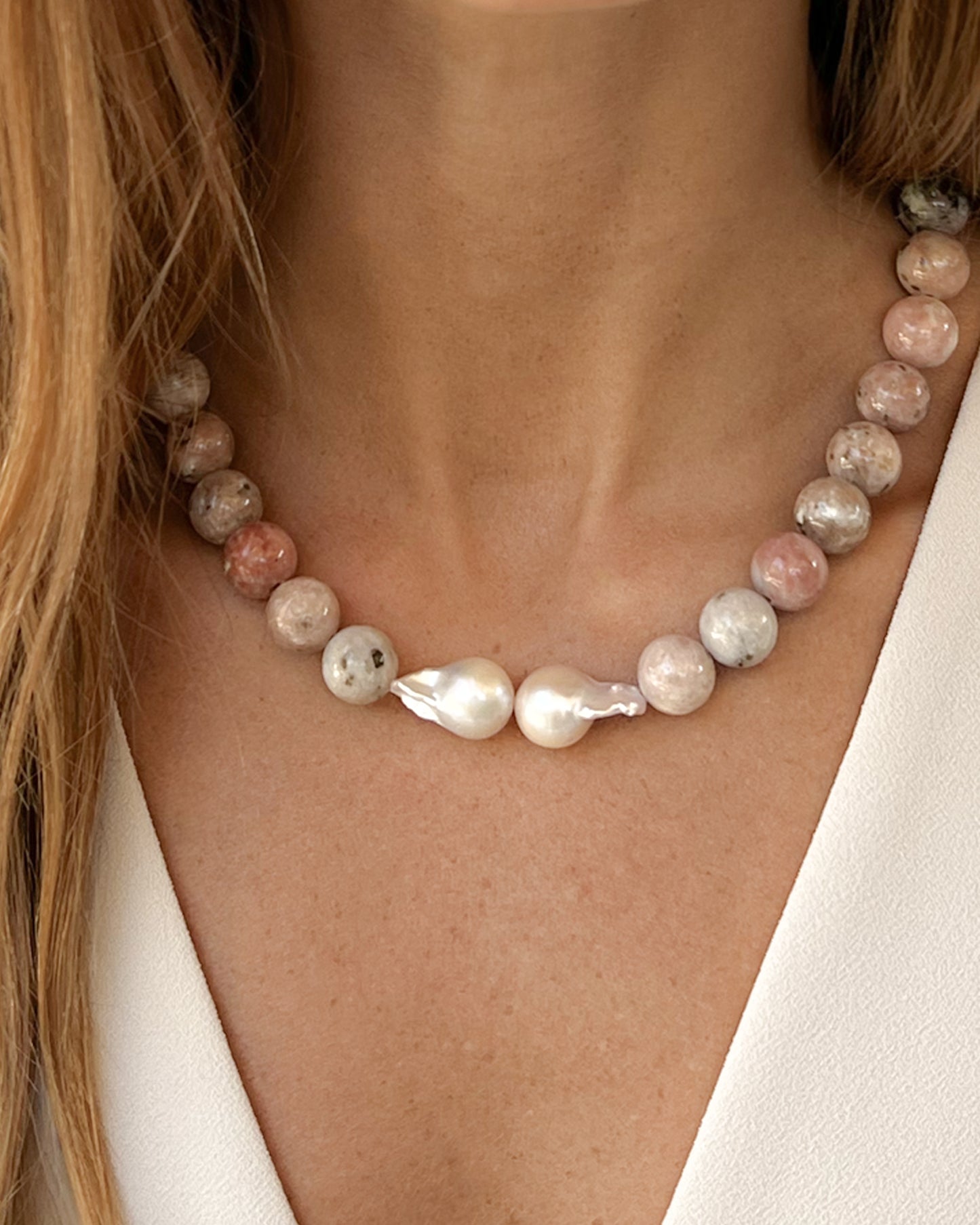 COLLAR PINKSTONES PEARLS