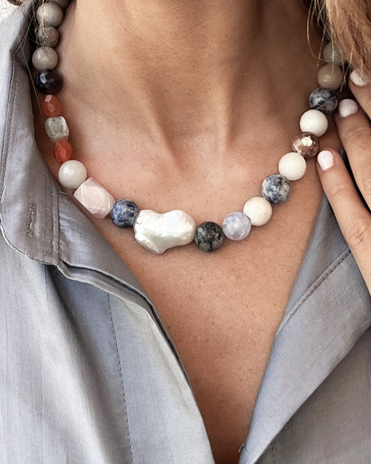 COLLAR VARIOUS STONESPEARL