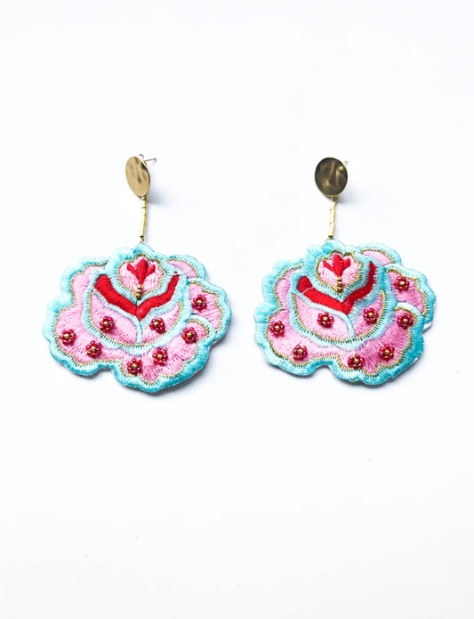 AROS FLOR BORDADA PINK