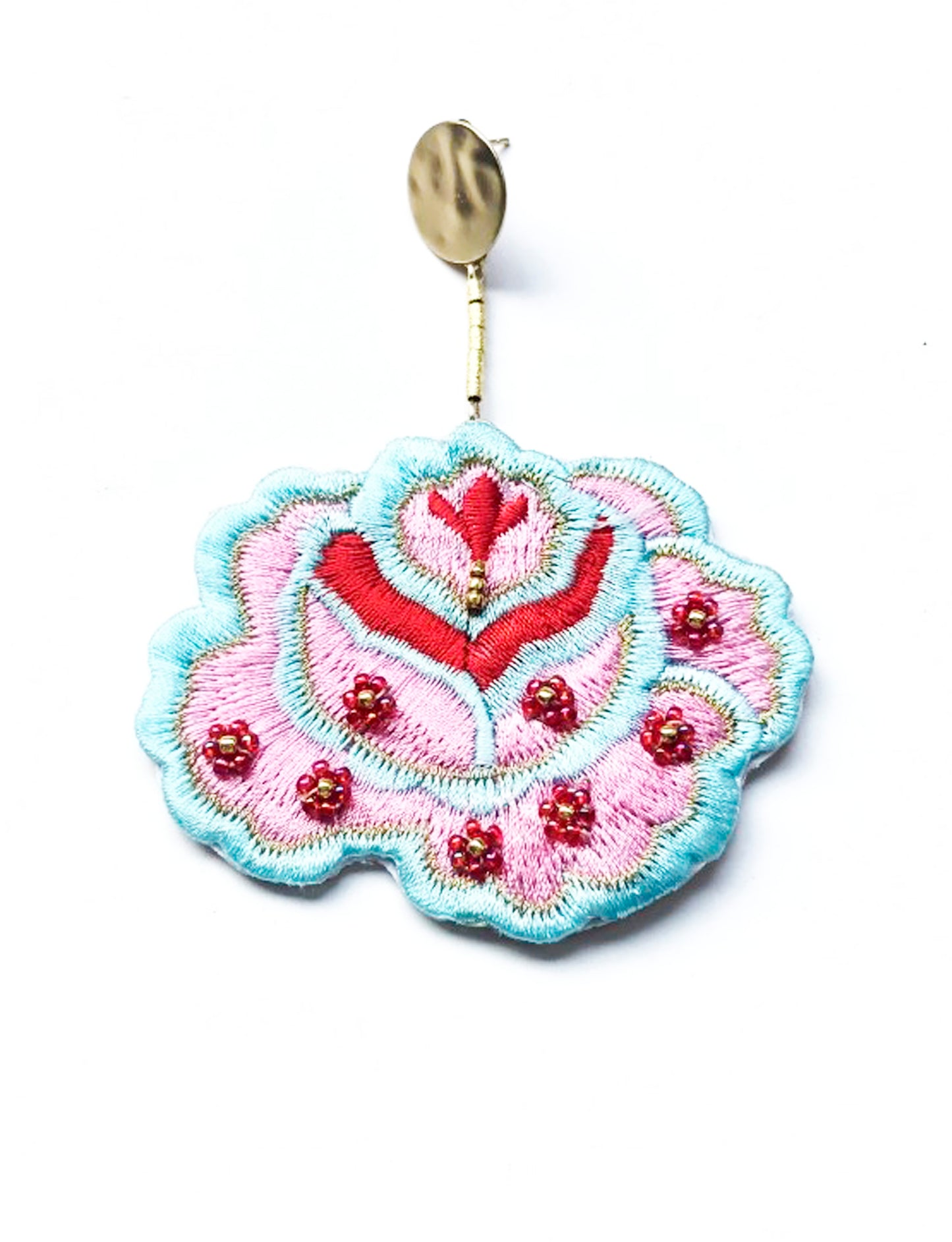 AROS FLOR BORDADA PINK