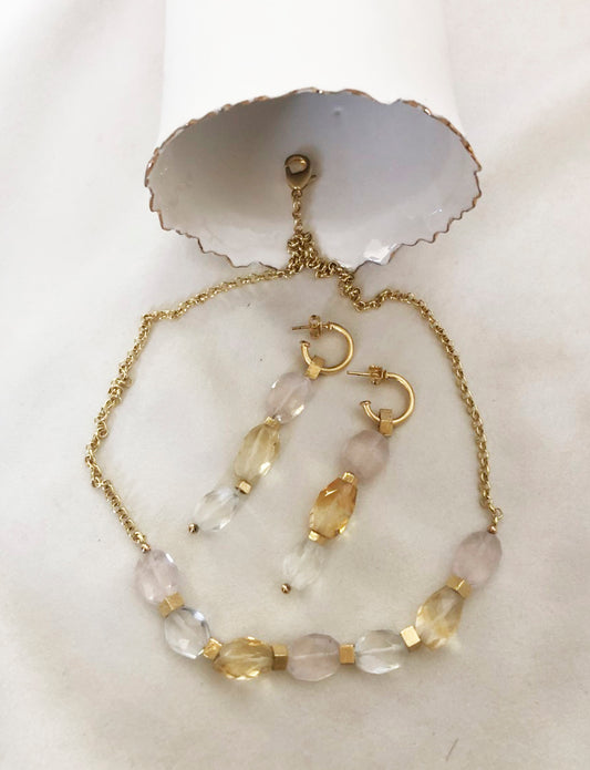 JUEGO DE COLLAR Y AROS CUARZOS