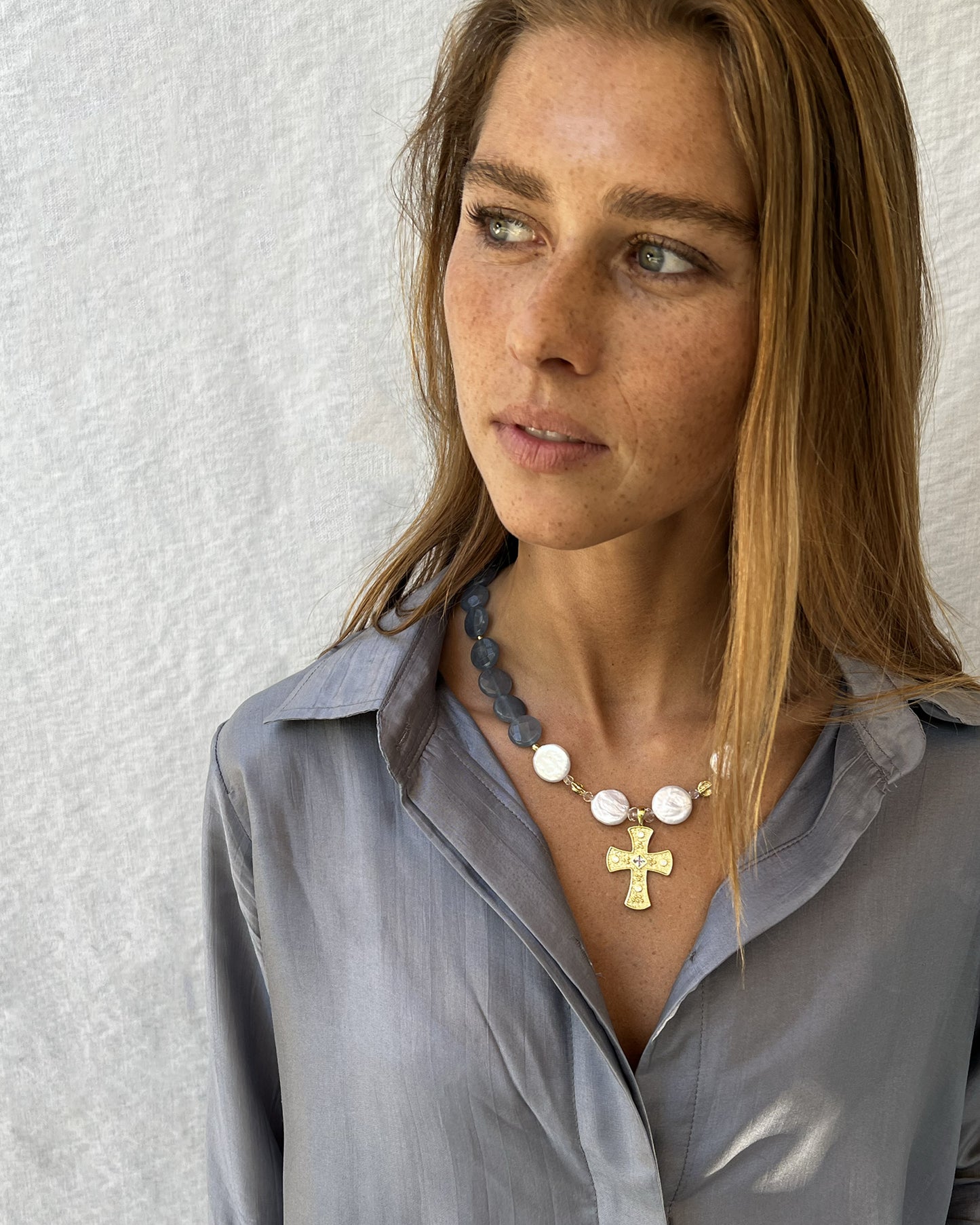 COLLAR BLUE GOLDYCROSS