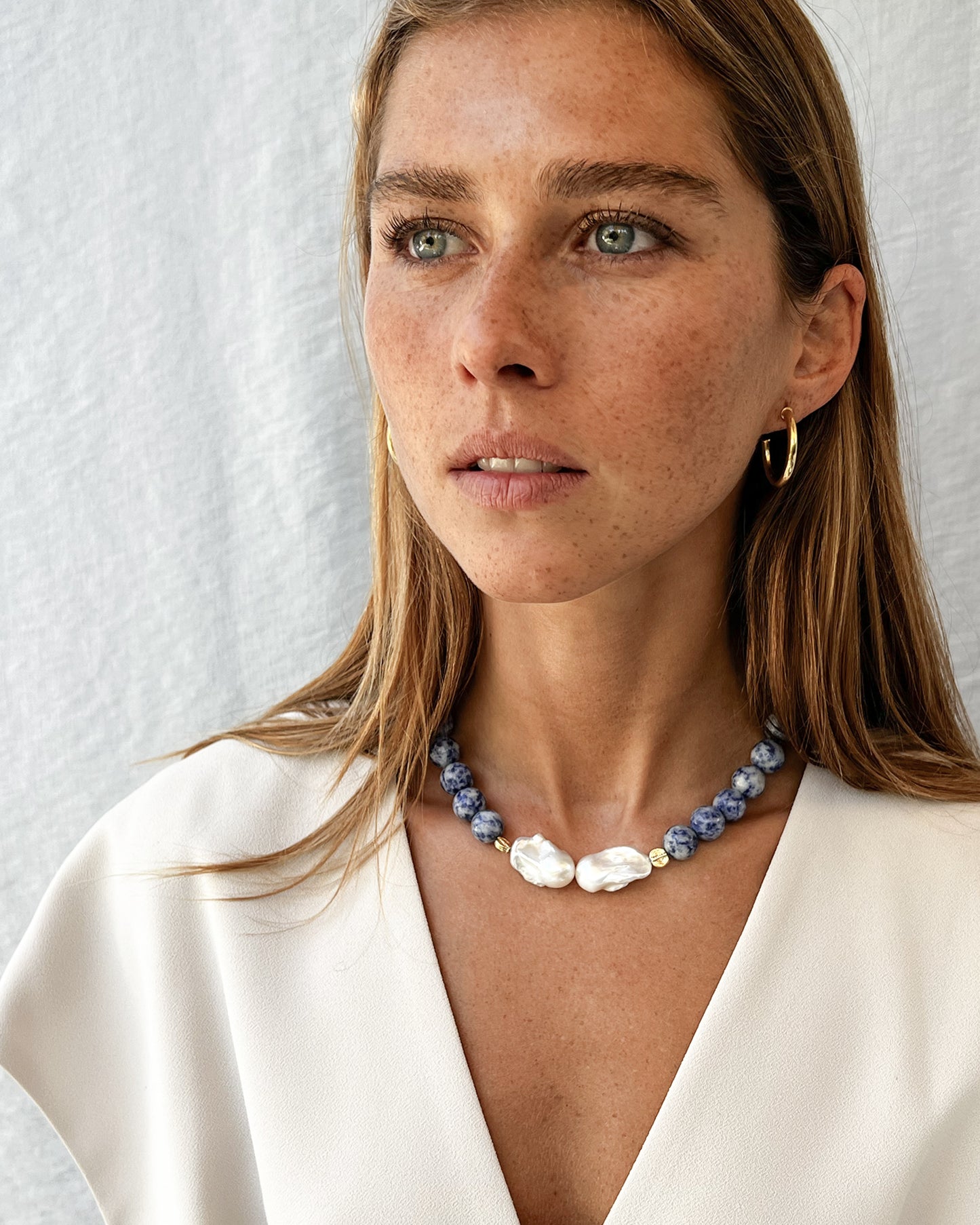 COLLAR BLUESTONES BIGPEARLS