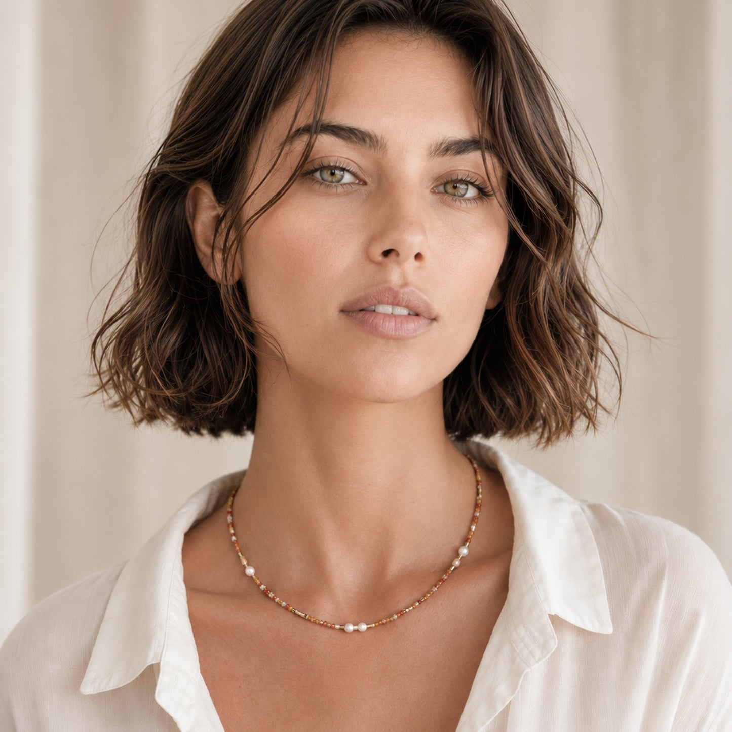 COLLAR GOLD ORANGEPEARLS