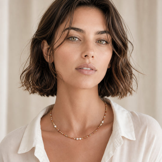 COLLAR GOLD ORANGEPEARLS