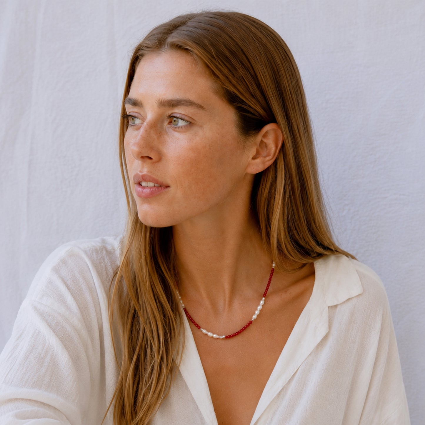 COLLAR RED VARIOUSPEARLIES