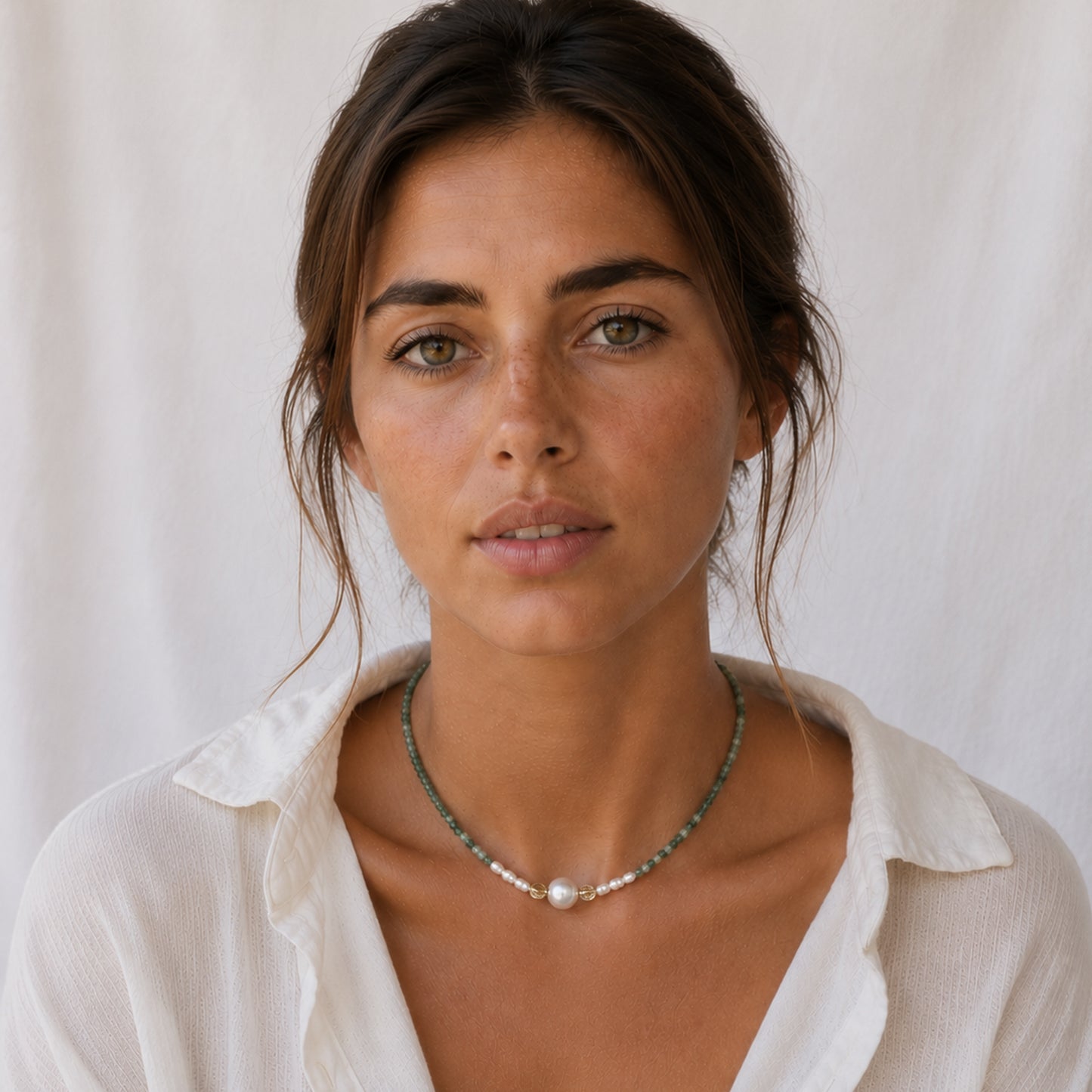 COLLAR GREEN GOLDYROUNDPEARL