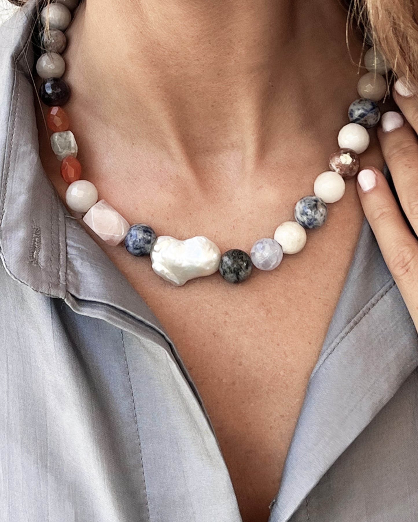 COLLAR VARIOUS STONESPEARL